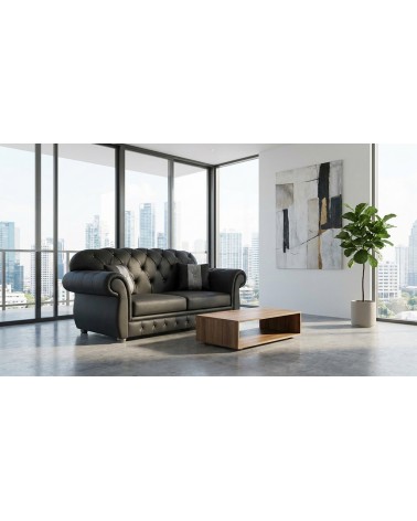 Chesterfield 2-Sitzer-Schlafsofa Capitonné, anpassbarer Kunstlederbezug AZ02