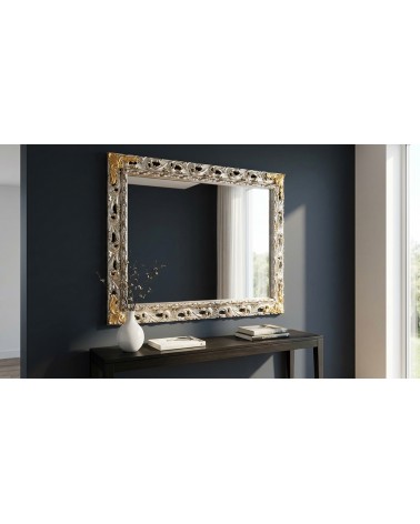GGAO Custom Baroque Silver Gold Wall Mirror with Perforated Wood Frame