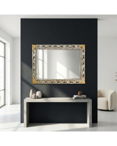 Specchiera Barocca Argento Oro su Misura Cornice Traforata Legno da Parete GGAO