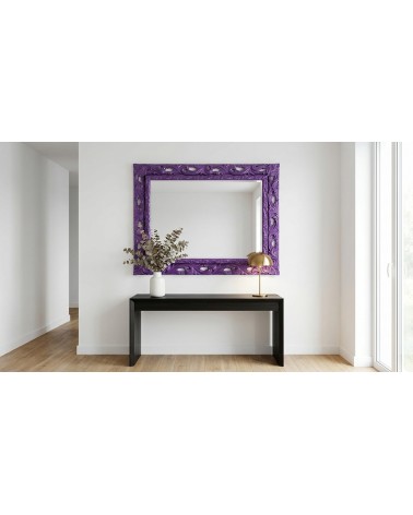 Specchiera Barocca Viola con Cornice Traforata Elegante Personalizzabile su Misura GGV