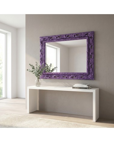 Specchiera Barocca Viola con Cornice Traforata Elegante Personalizzabile su Misura GGV