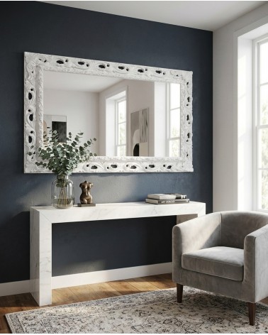 Specchiera Barocca Bianca con Cornice Traforata Elegante Personalizzabile su Misura GGB
