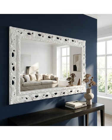 Specchiera Barocca Bianca con Cornice Traforata Elegante Personalizzabile su Misura GGB