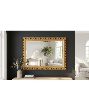Baroque Gold Leaf Mirror with Perforated Frame Elegant Custom Mirror GO