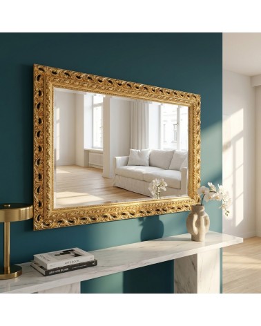 Baroque Gold Leaf Mirror with Perforated Frame Elegant Custom Mirror GO