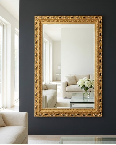 Specchiera Barocca Foglia Oro con Cornice Traforata Elegante Specchio su Misura GO