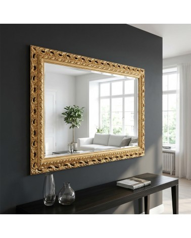 Baroque Gold Leaf Mirror with Perforated Frame Elegant Custom Mirror GO
