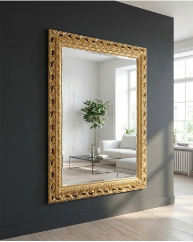 Baroque Gold Leaf Mirror with Perforated Frame Elegant Custom Mirror GO