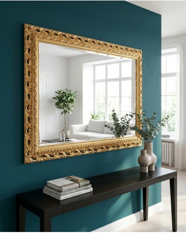 Baroque Gold Leaf Mirror with Perforated Frame Elegant Custom Mirror GO