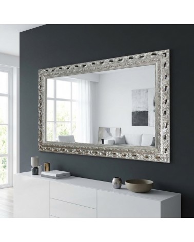 Baroque Silver Leaf Mirror with Perforated Frame Elegant Custom Made Mirror GA