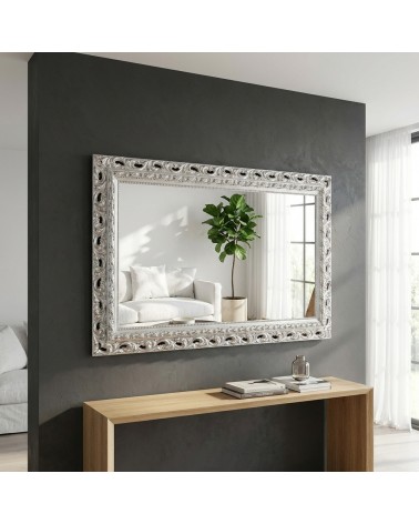 Baroque Silver Leaf Mirror with Perforated Frame Elegant Custom Made Mirror GA