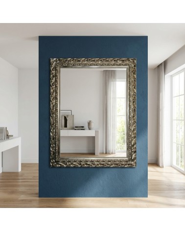 Barockspiegel in poliertem Silber mit perforiertem Rahmen, eleganter, maßgefertigter Spiegel von GAB