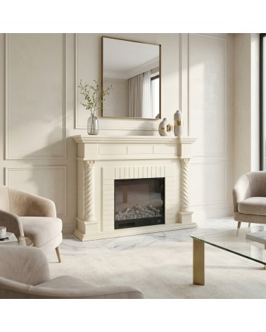 Camino elettrico Elektrokamin classico 150 cm stufa legno massello Barocco Inglese qualsiasi colore 336