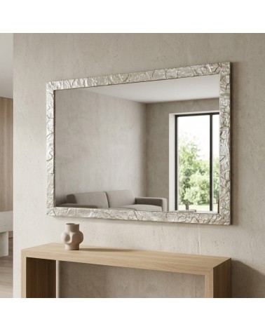 Specchiera da Parete Muro Argento Brunito Specchio Rettangolare Elegante su Misura per Casa e Ufficio