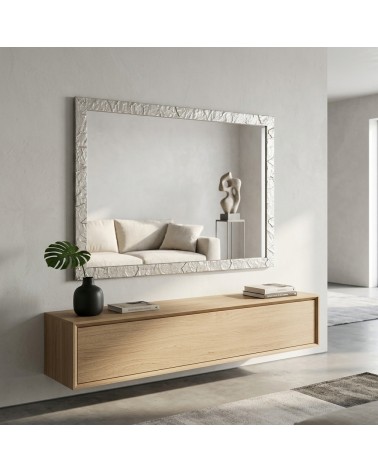 Specchiera da Parete Muro Argento Brunito Specchio Rettangolare Elegante su Misura per Casa e Ufficio