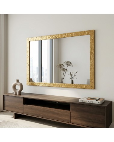 Specchiera da Parete Muro Oro Specchio Rettangolare Elegante su Misura per Casa e Ufficio