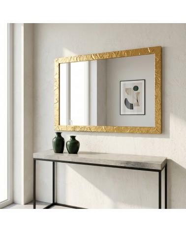 Specchiera da Parete Muro Oro Specchio Rettangolare Elegante su Misura per Casa e Ufficio