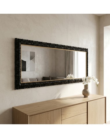 Specchiera Barocca Madrid Nero e Oro con Cornice in Legno Specchio su Misura Personalizzabile
