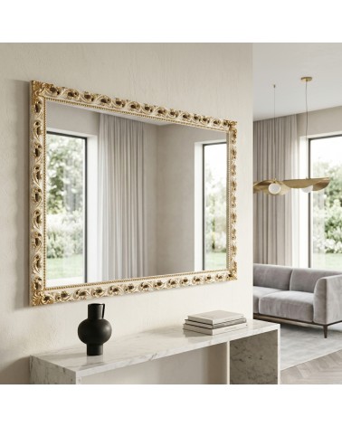 Specchiera Barocca GM224a Avorio e Oro con Cornice Traforata Specchio su Misura Elegante