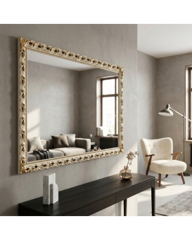 Specchiera Barocca GM224a Avorio e Oro con Cornice Traforata Specchio su Misura Elegante