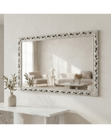 Specchiera Barocca GM224arg Foglia Argento con Cornice Traforata Specchio su Misura Elegante