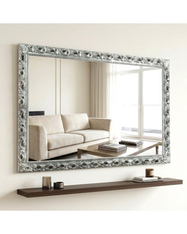 Specchiera Barocca GM224arg Foglia Argento con Cornice Traforata Specchio su Misura Elegante