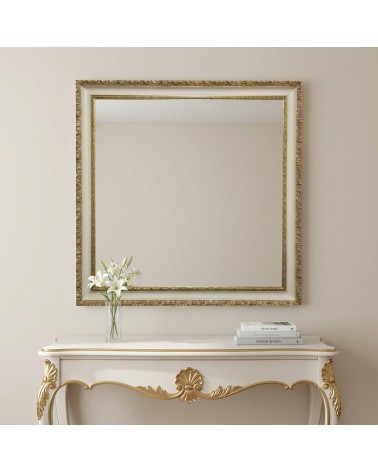 Specchiera Barocca di Lusso 1045 Avorio e Oro con Cornice in Legno Specchio su Misura