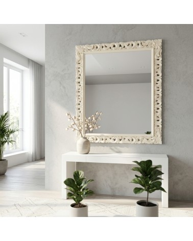 Baroque Mirror 1135AV Pearl Ivory with Perforated Wooden Frame Custom Mirror