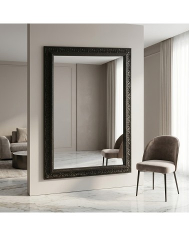 Specchiera Barocca Nera D621 Specchio da Parete Rettangolare Elegante su Misura