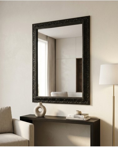 Schwarzer Barockspiegel D621 Eleganter, individueller rechteckiger Wandspiegel