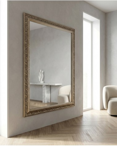 Specchiera Barocca Argento Brunito D621 Specchio da Parete Rettangolare Elegante su Misura