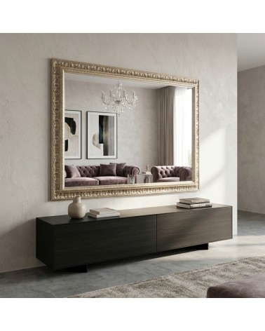 Specchiera Barocca Argento Brunito D621 Specchio da Parete Rettangolare Elegante su Misura