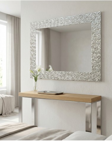 P95 Moderner Spiegel Weiß und Silber Kreis Eleganter individueller Wandspiegel