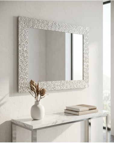 Specchiera Moderna P95 Cerchio Bianco e Argento Specchio da Parete Elegante su Misura