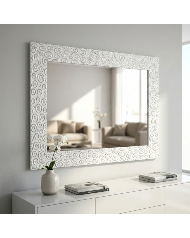 P95 Modern Mirror White and Silver Circle Elegant Custom Wall Mirror
