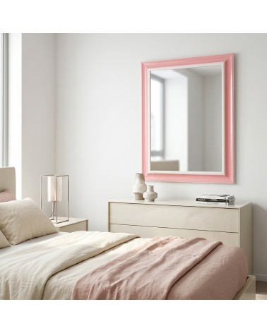 Classic custom made decorative wall mirror Rectangular pink and white mirror for home and bedroom Reverse/R