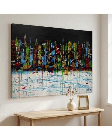 Quadro Moderno Contemporaneo New York 60x80 Acrilico su Tela Firmato