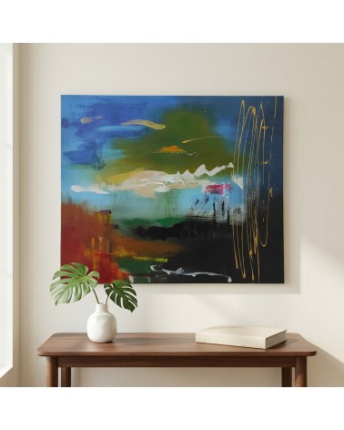 Modernes abstraktes Gemälde „Zwischen Himmel und Erde“, 50 x 60 cm, Acryl auf Leinwand, signiert