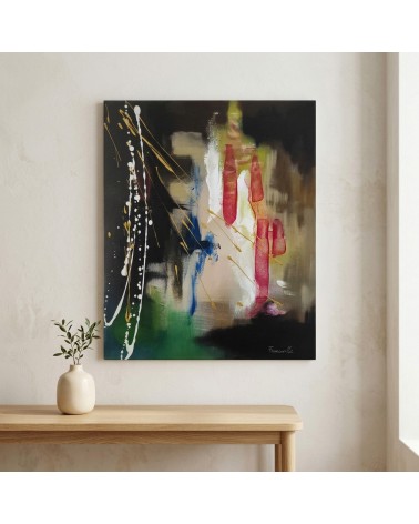 Quadro Astratto Moderno “Eruzione del Vulcano” 50x60 Acrilico su Tela Firmato