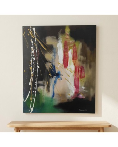 Modernes abstraktes Gemälde „Vulkanausbruch“, 50 x 60 cm, Acryl auf Leinwand, signiert