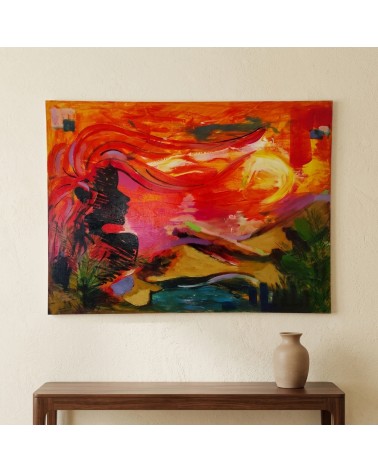 Modernes Gemälde „Ein neuer Tag“, 60 x 80 cm, Acryl auf Leinwand, signiert