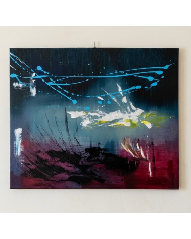 Modernes abstraktes Gemälde „Flammen in der Nacht“, 50 x 60 cm, Acryl auf Leinwand, signiert