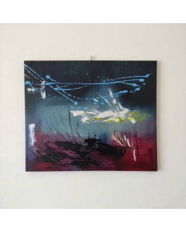 Modernes abstraktes Gemälde „Flammen in der Nacht“, 50 x 60 cm, Acryl auf Leinwand, signiert