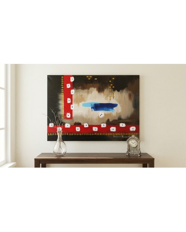Modern Abstract Painting “Fog in the Night” 70x50 Acrylic on Canvas Signed