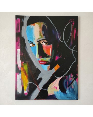 Quadro Moderno Figurativo “La Forza nei Tuoi Occhi” 60x80 Acrilico su Tela Firmato