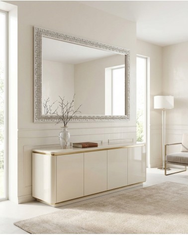 Eleganter barocker klassischer Spiegel, weiß-silber, maßgefertigt, D620BA