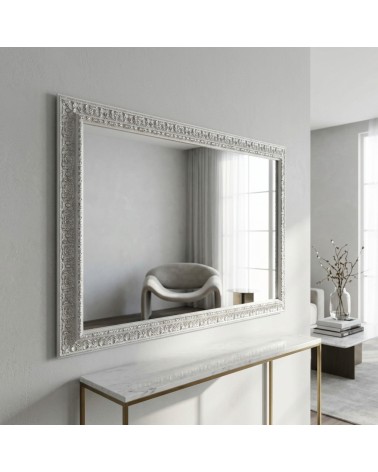 Eleganter barocker klassischer Spiegel, weiß-silber, maßgefertigt, D620BA