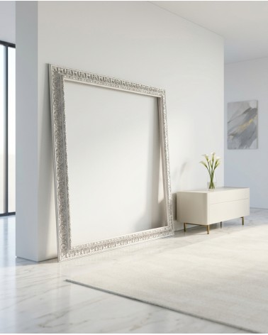 Anpassbarer klassischer Barockrahmen Weiß Silber D620BA