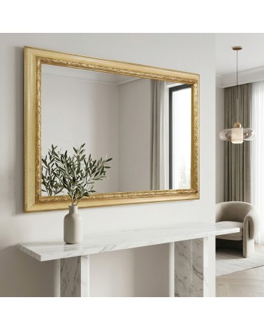 Classic Baroque Ivory and Gold Crackle Wall Mirror Custom Made G131OC