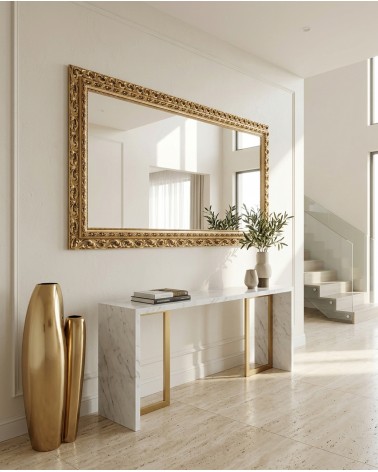 Custom-Made Classic Baroque Perforated Gold Leaf Burnished Mirror GOB